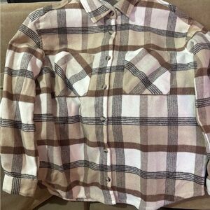 Ardene Men's Casual Plaid Shirt - Brown and Cream